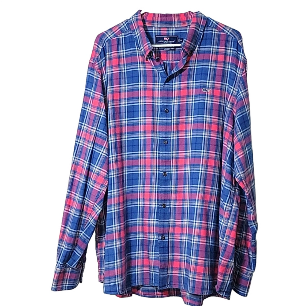 VINEYARD VINES "Classic Fit Whale Shirt" plaid 100% cotton, Size XXL